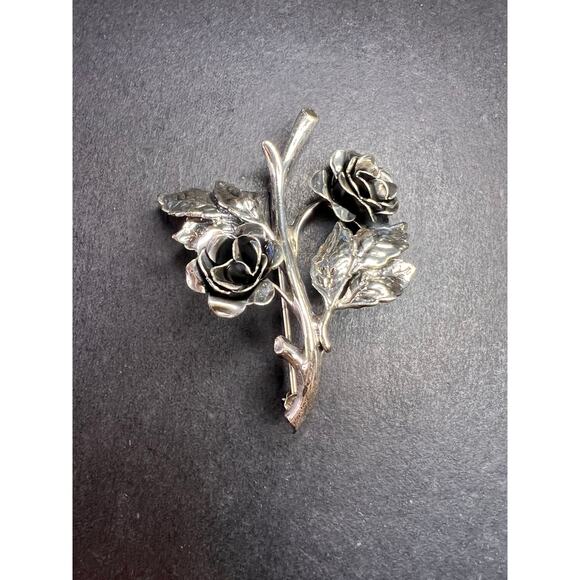 Vintage Danecraft sterling rose brooch pin - Picture 4 of 10